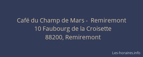 Café du Champ de Mars -  Remiremont