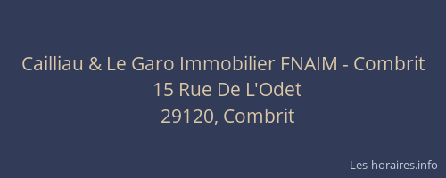 Cailliau & Le Garo Immobilier FNAIM - Combrit