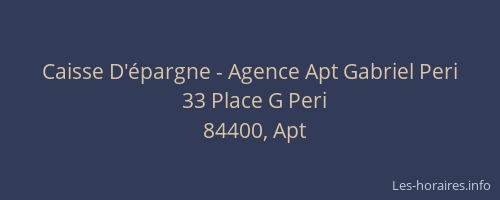 Caisse D'&eacute;pargne - Agence Apt Gabriel Peri