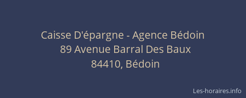 Caisse D'&eacute;pargne - Agence B&eacute;doin