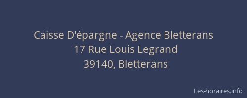 Caisse D'&eacute;pargne - Agence Bletterans