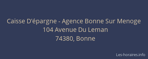 Caisse D'&eacute;pargne - Agence Bonne Sur Menoge