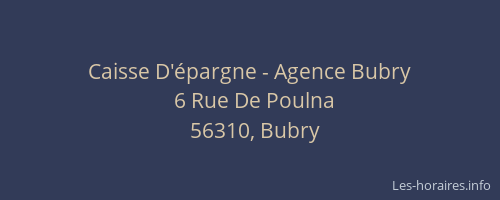 Caisse D'&eacute;pargne - Agence Bubry