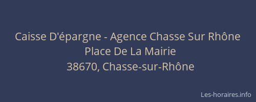 Caisse D'&eacute;pargne - Agence Chasse Sur Rh&ocirc;ne