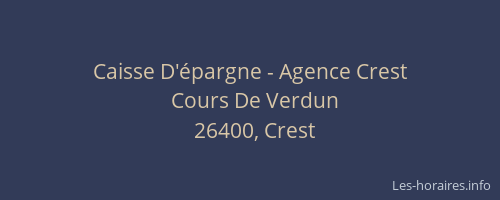 Caisse D'&eacute;pargne - Agence Crest