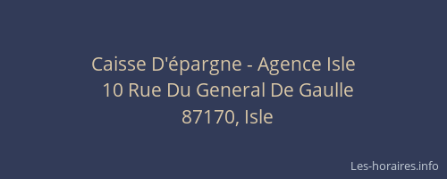 Caisse D'&eacute;pargne - Agence Isle