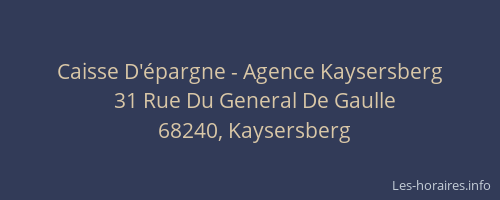 Caisse D'&eacute;pargne - Agence Kaysersberg
