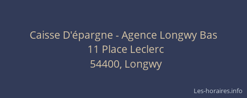Caisse D'&eacute;pargne - Agence Longwy Bas