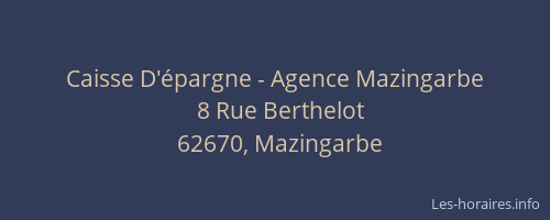 Caisse D'&eacute;pargne - Agence Mazingarbe