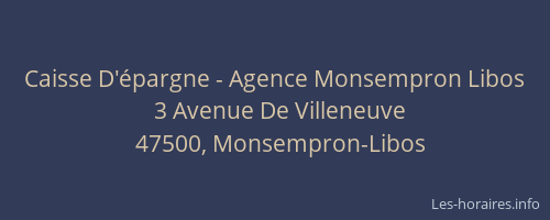 Caisse D'&eacute;pargne - Agence Monsempron Libos