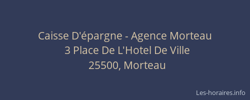 Caisse D'&eacute;pargne - Agence Morteau
