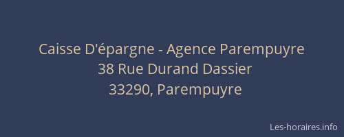 Caisse D'épargne - Agence Parempuyre