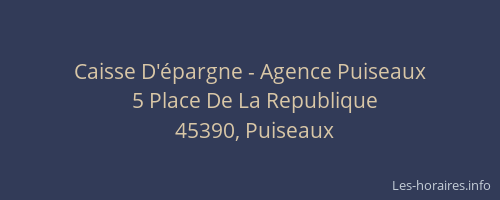 Caisse D'&eacute;pargne - Agence Puiseaux