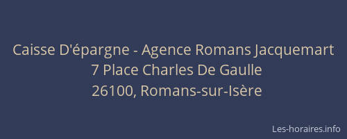 Caisse D'&eacute;pargne - Agence Romans Jacquemart