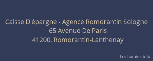 Caisse D'&eacute;pargne - Agence Romorantin Sologne