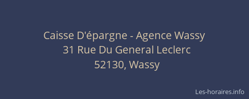Caisse D'&eacute;pargne - Agence Wassy