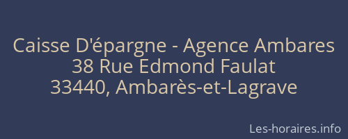 Caisse D'épargne - Agence Ambares