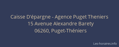 Caisse D'épargne - Agence Puget Theniers