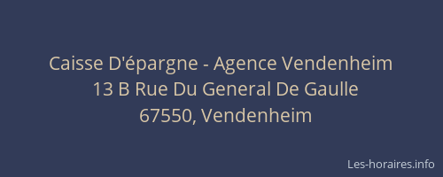 Caisse D'épargne - Agence Vendenheim