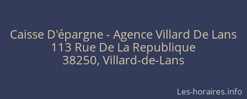 Caisse D'épargne - Agence Villard De Lans