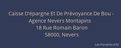 Caisse D'épargne Et De Prévoyance De Bou - Agence Nevers Montapins