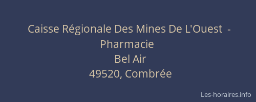 Caisse Régionale Des Mines De L'Ouest  - Pharmacie