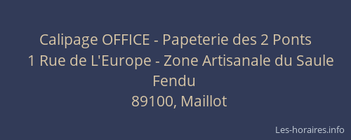 Calipage OFFICE - Papeterie des 2 Ponts