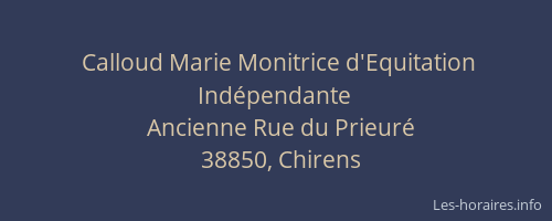 Calloud Marie Monitrice d'Equitation Ind&eacute;pendante