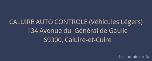 CALUIRE AUTO CONTROLE (Véhicules Légers)