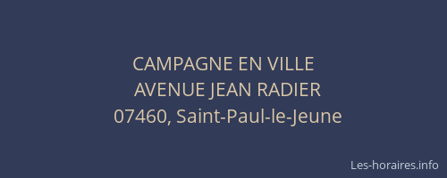 CAMPAGNE EN VILLE