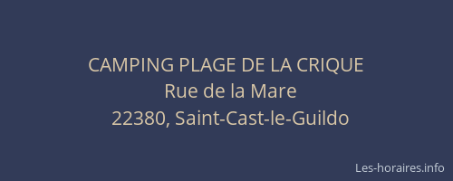 CAMPING PLAGE DE LA CRIQUE