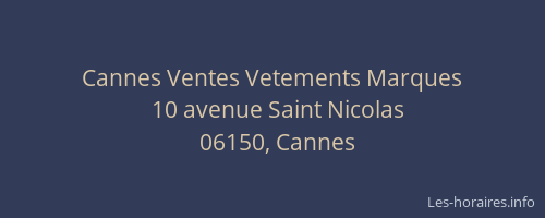 Cannes Ventes Vetements Marques