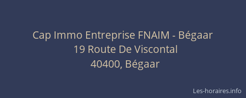 Cap Immo Entreprise FNAIM - B&eacute;gaar
