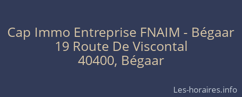 Cap Immo Entreprise FNAIM - Bégaar
