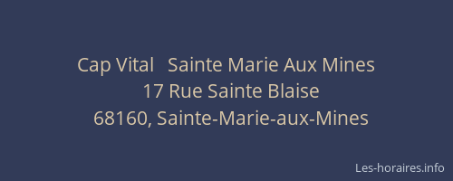 Cap Vital   Sainte Marie Aux Mines