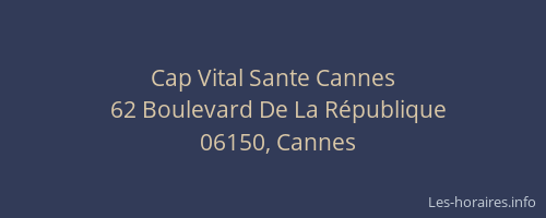 Cap Vital Sante Cannes