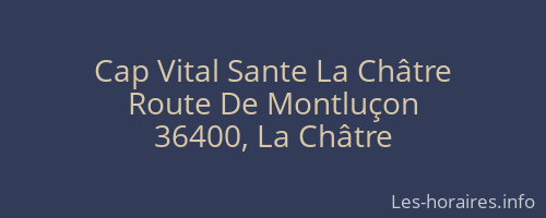 Cap Vital Sante La Châtre
