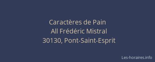 Caract&egrave;res de Pain