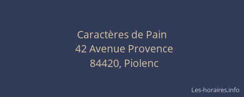 Caract&egrave;res de Pain