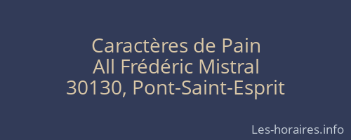 Caractères de Pain