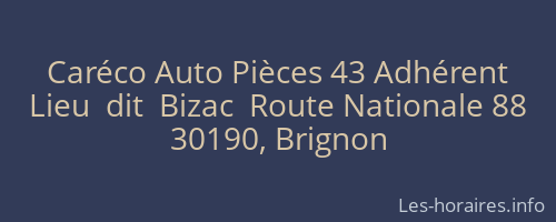 Caréco Auto Pièces 43 Adhérent