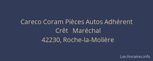 Careco Coram Pièces Autos Adhérent