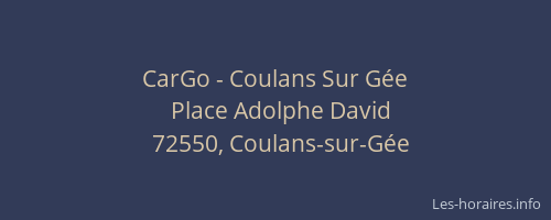 CarGo - Coulans Sur G&eacute;e
