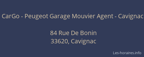 CarGo - Peugeot Garage Mouvier Agent - Cavignac