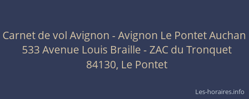 Carnet de vol Avignon - Avignon Le Pontet Auchan