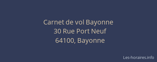 Carnet de vol Bayonne