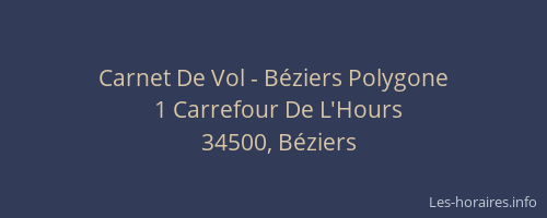 Carnet De Vol - Béziers Polygone