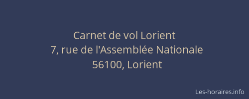 Carnet de vol Lorient
