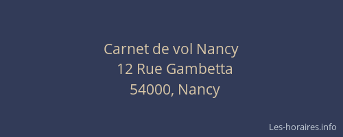Carnet de vol Nancy
