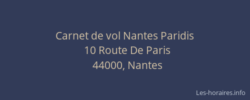 Carnet de vol Nantes Paridis